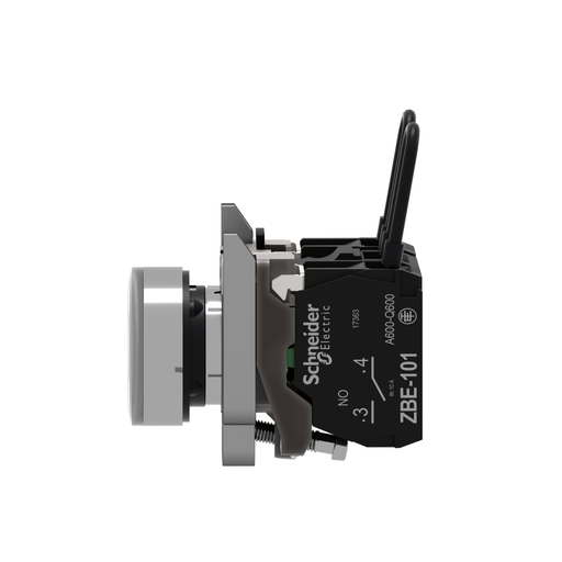 Mayer-DDS-Push-to-test pilot light, Harmony XB4, metal, white, universal LED, screw clamp terminals, 24V-4