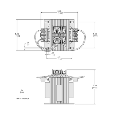 Mayer-DDS-Industrial control transformer, Type TF, 1 phase, 1000VA, 240x480V primary, 120V secondary, 50/60Hz-2