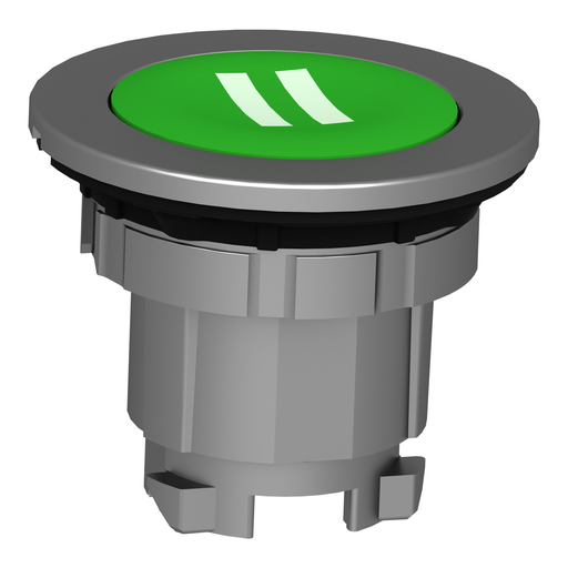 Mayer-DDS-Head for illuminated push button, Harmony XB4, metal, green flush, 30mm, spring return, white marked II-2