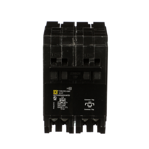 Mayer-DDS-Quad tandem circuit breaker, Homeline, 1 x 2 pole at 15A, 1 x 2 pole at 20A, 120/240VAC, 10kA AIR, plug in, UL-2
