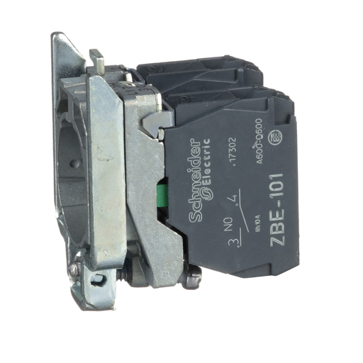 Picture of ZB4BZ103 - Harmony, 22mm Push Button, XB4B operators, contact block, with mounting collar, 2 NO, screw clamp terminal