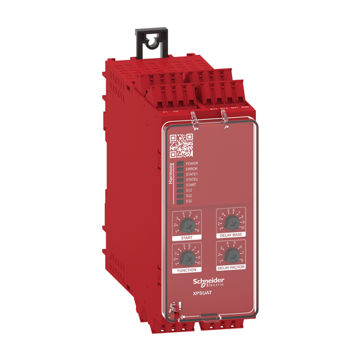 Mayer-DDS-safety module, Harmony XPSU, Cat4, features XPSUAK with delayed outputs, 48 to 240V AC or DC, spring-1