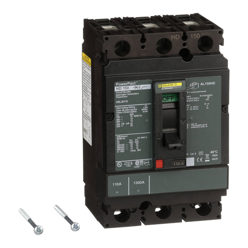 Product image for Square D HDL36110 600 Volt 110 Amp Molded Case Circuit Breaker