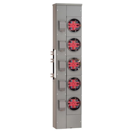 Mayer-DDS-Branch unit, EZ Meter-Pak, 125A, 5 x 4 jaw sockets, 120/240VAC, no bypass, ringed, 800A Al busbar-2