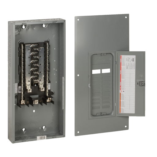 Mayer-DDS-Load center, Homeline, 1 phase, 20 spaces, 40 circuits, 225A convertible main lugs, PoN, NEMA1, gnd bar, combo cover-2