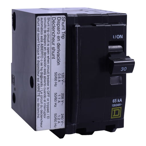 Mayer-DDS-Mini circuit breaker, QO, 15A, 2 pole, 120/240VAC, 10kA, plug in, AC shunt-1