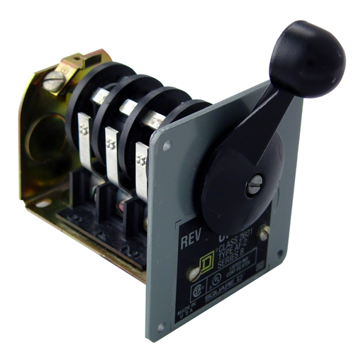 Mayer-DDS-Switch, reversing drum, 2 HP at 230 VAC single phase, 2 HP at 575 VAC polyphase, handle operated, NEMA 13 flush-1