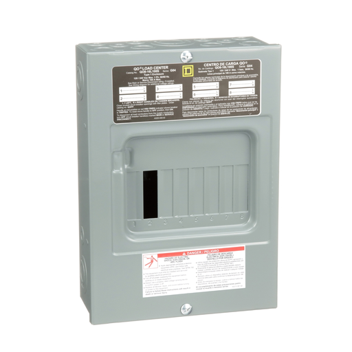 QO816L100S - Load center, QO, 1 phase, 8 spaces, 16 circuits, 100A fixed main lugs, NEMA1, surface cover
