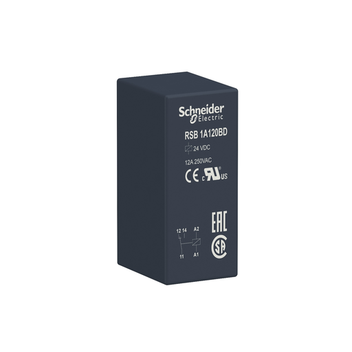 RSB1A120BD - interface plug-in relay, Harmony electromechanical relays, 12A, 1CO, 24V DC