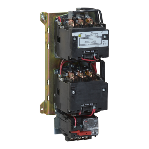 Mayer-DDS-NEMA starter, Type S, reversing, vertical, Size 2, 45A, 25HP at 575VAC, up to 100kA SCCR, 3 phase, 3 pole, Motor Logic SSOLR, 120VAC coil, open [TAA]-1