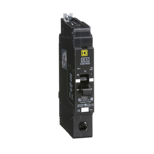 EGB14020 - [TAA] Mini circuit breaker, E-Frame, 20A, 1 pole, 277VAC, 65kA max, bolt on