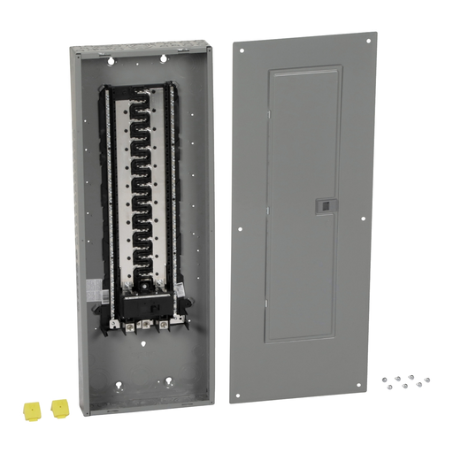 Picture of HOM4284M200PC - Load center, Homeline, 1 phase, 42 spaces, 84 circuits, 200A convertible main breaker, PoN, NEMA1, combo cover