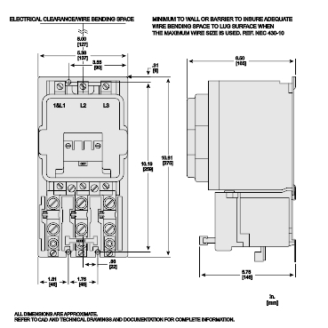 Mayer-DDS-NEMA motor starter, Type S, nonreversing, Size 3, 90A, 50HP at 460VAC, 5kA SCCR, 3 phase, 3 pole, melting alloy, 120VAC coil, NEMA 1 [TAA]-2