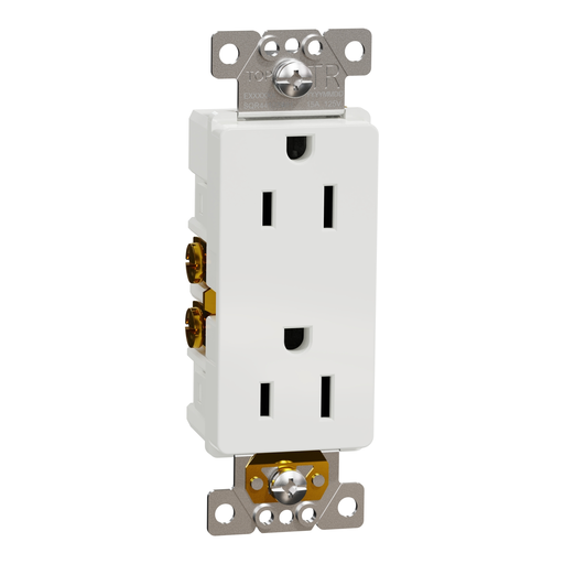 SQR44103WH - Socket-outlet, X Series, 15A, decorator, tamper resistant, residential, white, matte finish, 30 pcs