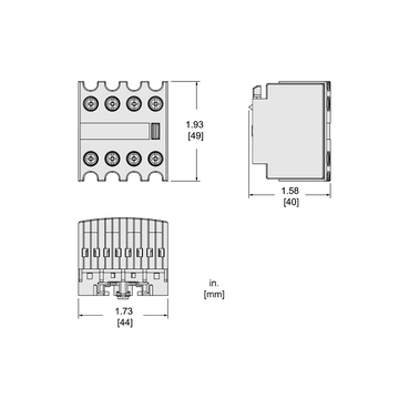 Mayer-DDS-TeSys Deca, auxiliary contact block, 2 NO and 2 NC, top mount, screw clamp terminals, for LC1D09 to LC1D150 contactors-2
