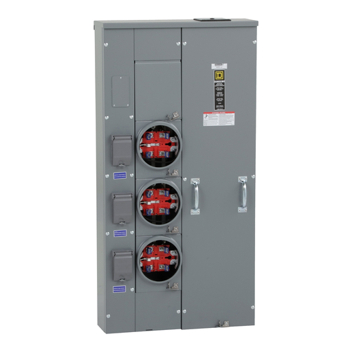 MPR33125 - Meter center, MP Meter-Pak, 3 sockets, no bypass, 5 jaws, 300A bus, 125A max breaker rating, ringless