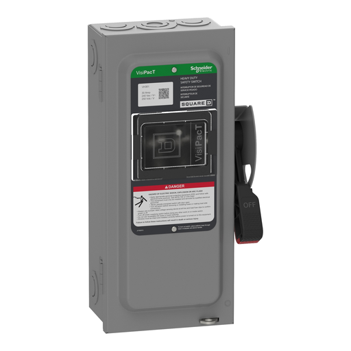 VH361 - Safety switch, VisiPacT, heavy duty, fused, viewing window, NEMA 1, 600V, 30A, 3 pole