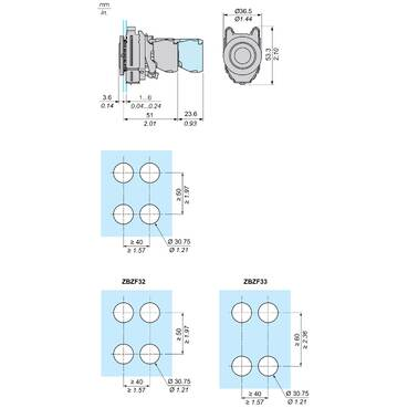 Mayer-DDS-Head for illuminated push button, Harmony XB4, metal, red flush mounted, 30mm, universal LED, for legend of insertion-2