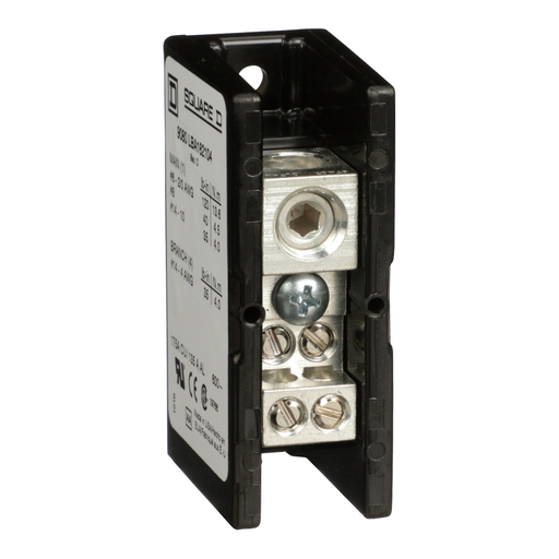 9080LBA162104 - Power distribution block, Linergy, 1 pole, 1 line, 4 load, 175A CU, 135A AL, 600 V