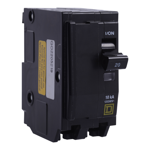 Mayer-DDS-Mini circuit breaker, QO, 20A, 2 pole, 120/240VAC, 10kA, plug in, high amp lugs-1