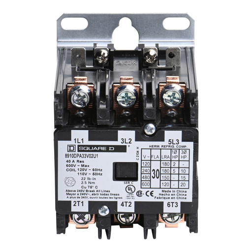 Mayer-DDS-Contactor, Definite Purpose, 30A, 3 pole, 20HP at 575VAC, 3 phase, 110/120VAC 50/60Hz coil, open, UL Listed-2