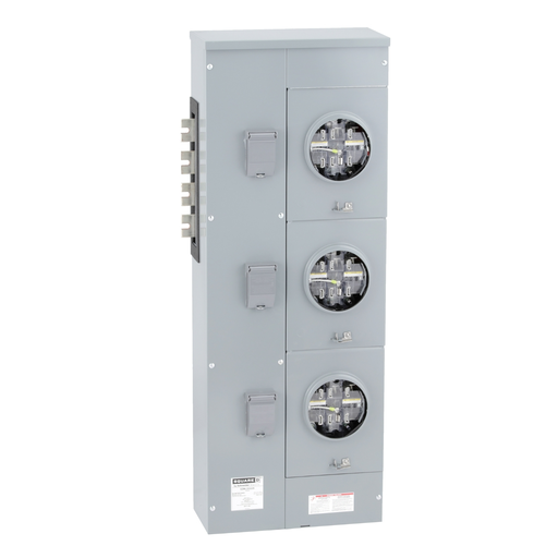 EZML333225 - Branch unit, EZ Meter-Pak, 225A, 3 x 7 jaw sockets, 208Y/120VAC, lever bypass, ringless, 1200A Al/Cu busbar