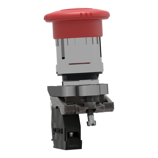 Mayer-DDS-Emergency switching off push button, Harmony XB4, metal, red mushroom 40mm, 22mm, trigger latching turn to release, 1NC-2