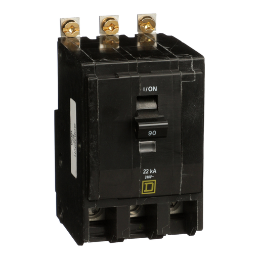 Picture of QOB390VH - Mini circuit breaker, QO, 90A, 3 pole, 120/240VAC, 22kA, bolt on