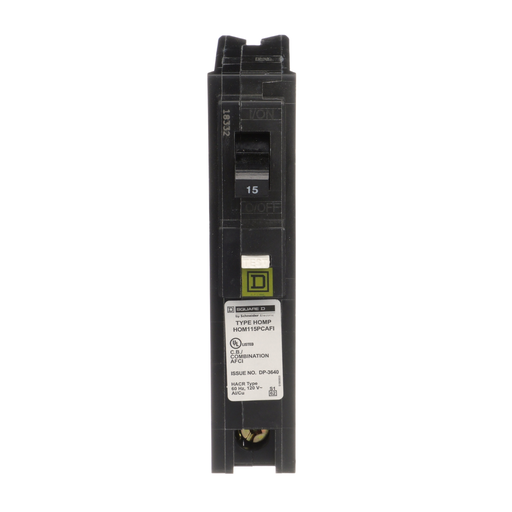 Mayer-DDS-Mini circuit breaker, Homeline, 15A, 1 pole, 120VAC, 10kA AIR, combo arc fault, plug on neutral, plug in, UL [TAA]-2