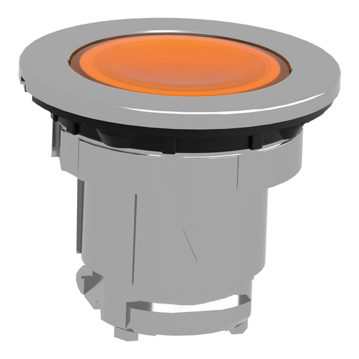 Mayer-DDS-Head for illuminated push button, Harmony XB4, metal, orange flush, 30mm, spring return, universal LED, unmarked-2