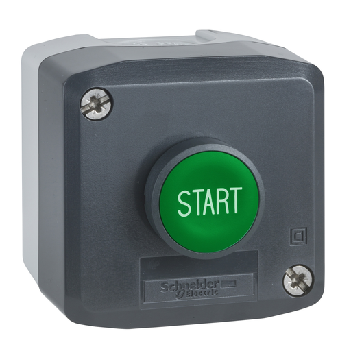 Mayer-DDS-Control station, Harmony XALD, XALK, plastic, dark grey, 1 green flush push button marked START, 22mm, spring return, 1 NO, UL CSA certified-1
