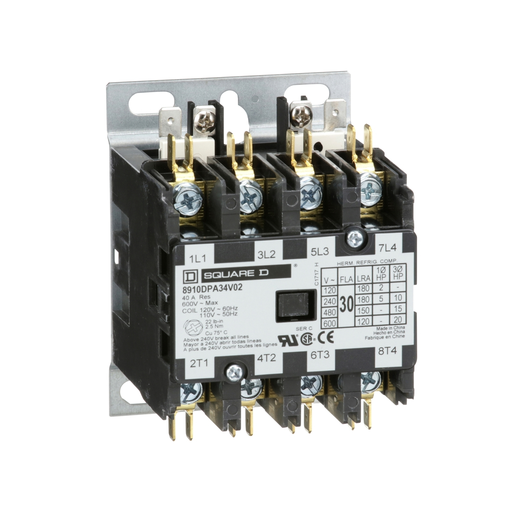Mayer-DDS-Contactor, Definite Purpose, 30A, 4 pole, 20HP at 575VAC, 3 phase, 110/120VAC 50/60Hz coil, open-2