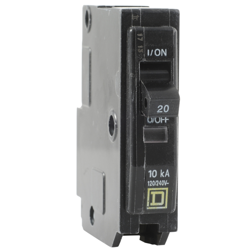Picture of QO120 - Mini circuit breaker, QO, 20A, 1 pole, 120/240VAC, 10kA, plug in