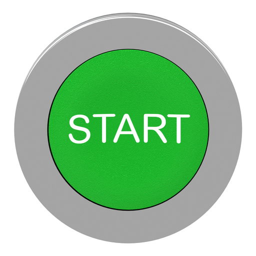 Mayer-DDS-Flush mounted push button head, Harmony XB4, metal, green, 30mm, spring return, marked START-2