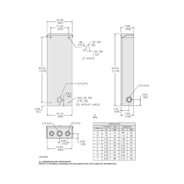 Mayer-DDS-Circuit breaker enclosure, LA, 125A to 400A, NEMA 3R, 15.38in W x 44in H x 7.88in D-2