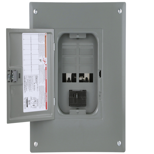 Mayer-DDS-Load center, Homeline, 1 phase, 8 spaces, 16 circuits, 100A convertible main breaker, PoN, NEMA1, combo cover-2