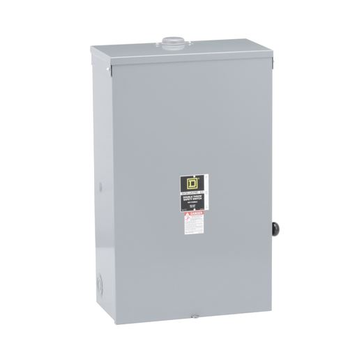DTU224NRB - Safety switch, double throw, non fusible, 200A, 240VAC, 250VDC, 2 pole, 15HP, neutral, NEMA 3R, bolt on