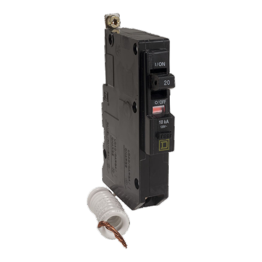 Mayer-DDS-Mini circuit breaker, QO, 20A, 1 pole, 120VAC, 10kA, bolt on, 30mA grd fault B [TAA]-2