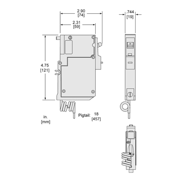Mayer-DDS-Mini circuit breaker, QO, 15A, 1 pole, 120VAC, 10kA, plug in, dual function, pigtail [TAA]-2