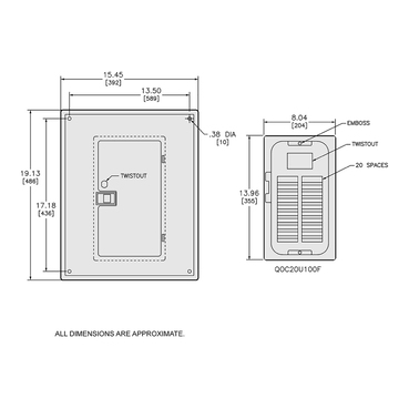 Mayer-DDS-Replacement cover, QO, for 20 space load center with 125A mains, flush, white-2