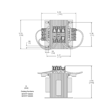 Mayer-DDS-Industrial control transformer, Type TF, 1 phase, 1000VA, 208V primary, 120V secondary, 50/60Hz-2