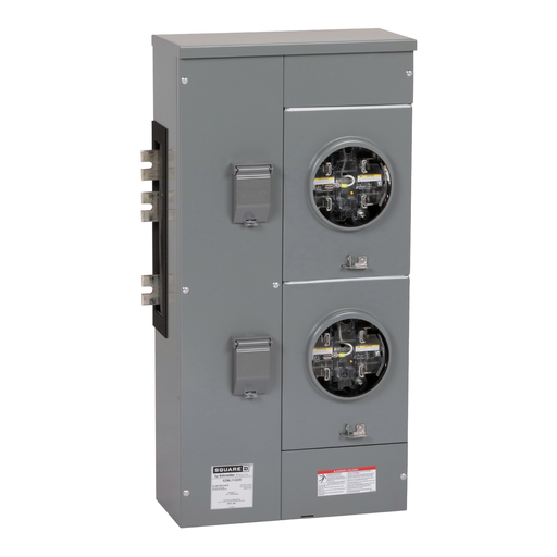 EZML112225 - Branch unit, EZ Meter-Pak, 225A, 2 x 5 jaw sockets, 120/240VAC, lever bypass, ringless, 1200A Al/Cu busbar