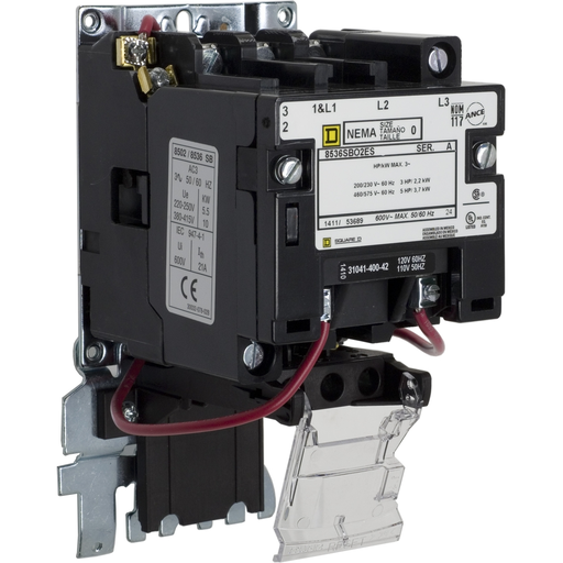 Mayer-DDS-NEMA Motor Starter, Type S, nonreversing, Size 0, 18A, 5 HP at 460 VAC, up to 65 kA SCCR, 3 phase, 3 pole, bimetal, 120 VAC coil, open [TAA]-1