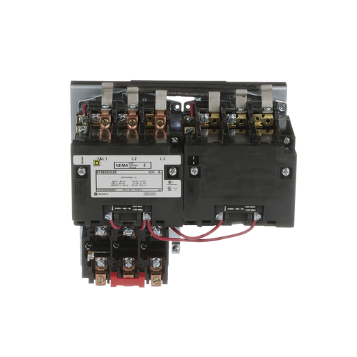 Mayer-DDS-NEMA starter, Type S, reversing, horizontal, Size 2, 45A, 25HP at 575VAC, 5kA SSCR, 3 phase, 3 pole, melting alloy overload, 120VAC coil, open [TAA]-2