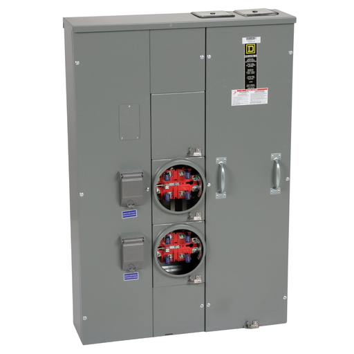 MPR42200 - Meter center, MP Meter-Pak, 2 sockets, no bypass, 5 jaws, 400A bus, 200A max breaker rating, ringless