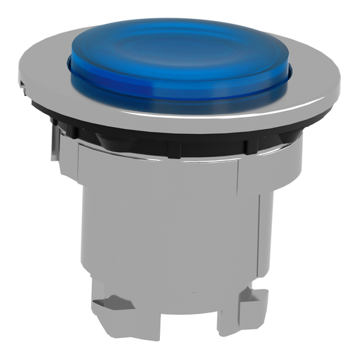 Mayer-DDS-Head for illuminated push button, Harmony XB4, metal, blue projecting, 30mm, universal LED, push-push, unmarked-2
