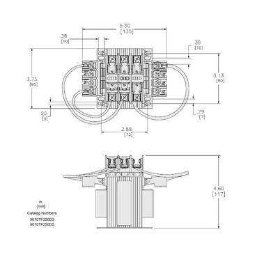 Mayer-DDS-Industrial control transformer, Type TF, 1 phase, 250VA, 208V primary, 120V secondary, 50/60Hz-2