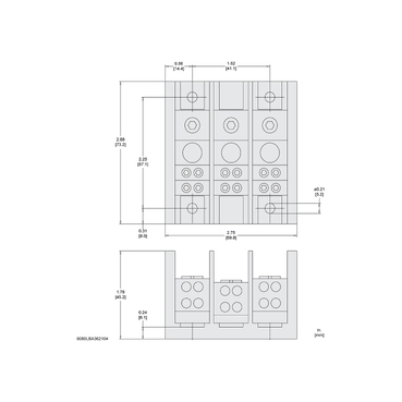 Mayer-DDS-Power distribution block, Linergy, 3 pole, 1 line, 4 load, 175A Cu, 135A Al, 600V-2