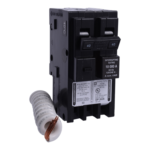 Mayer-DDS-Mini circuit breaker, Homeline, 40A, 2 pole, 120/240VAC, 10kA AIR, ground fault class B, plug in, UL [TAA]-1