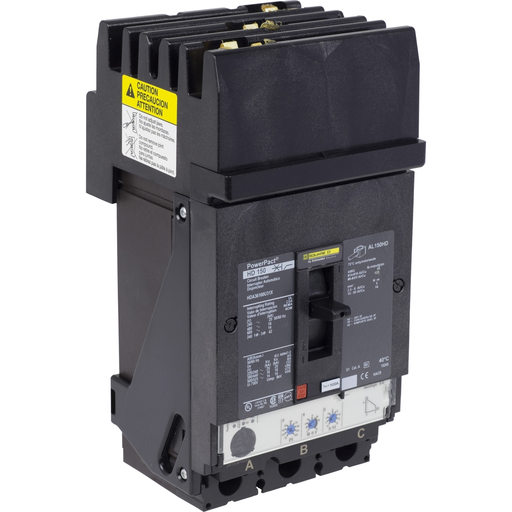HDA36100U33X - Circuit breaker, PowerPacT H, 100A, 3 pole, 600VAC, 14kA, I-Line, Micrologic 3.2S, 80%, ABC